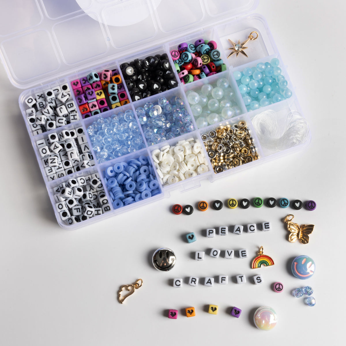 Happy Place Dreamer Smiley Face Bead Kit Cloud Blue DIY Letter Bead Box