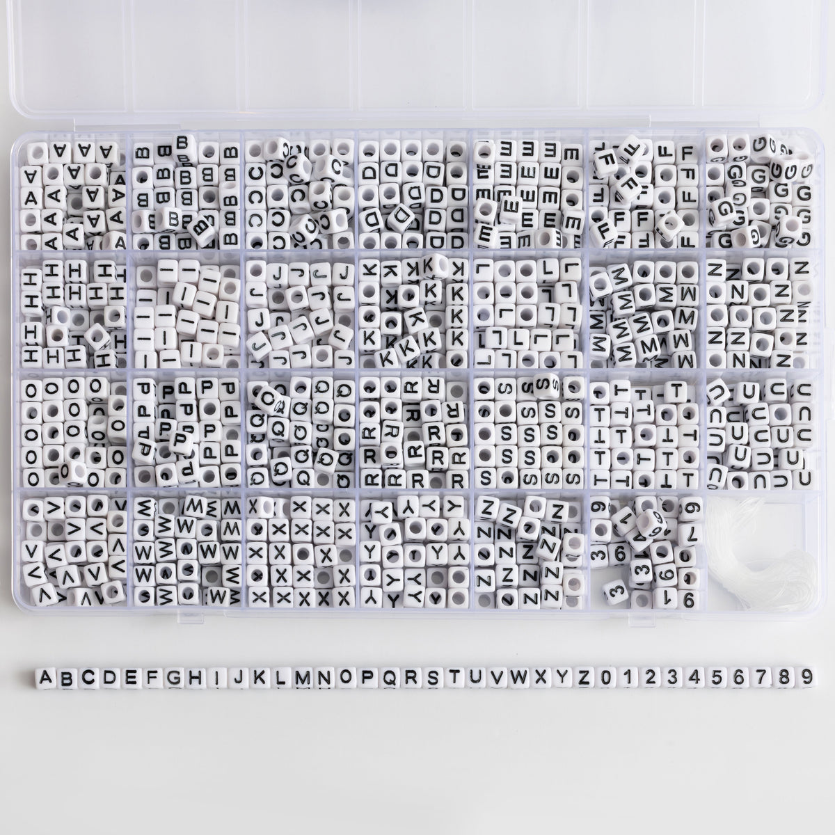 Classic Cube Letter Bead Black and White Alphabet Bead Large Box DIY Kit