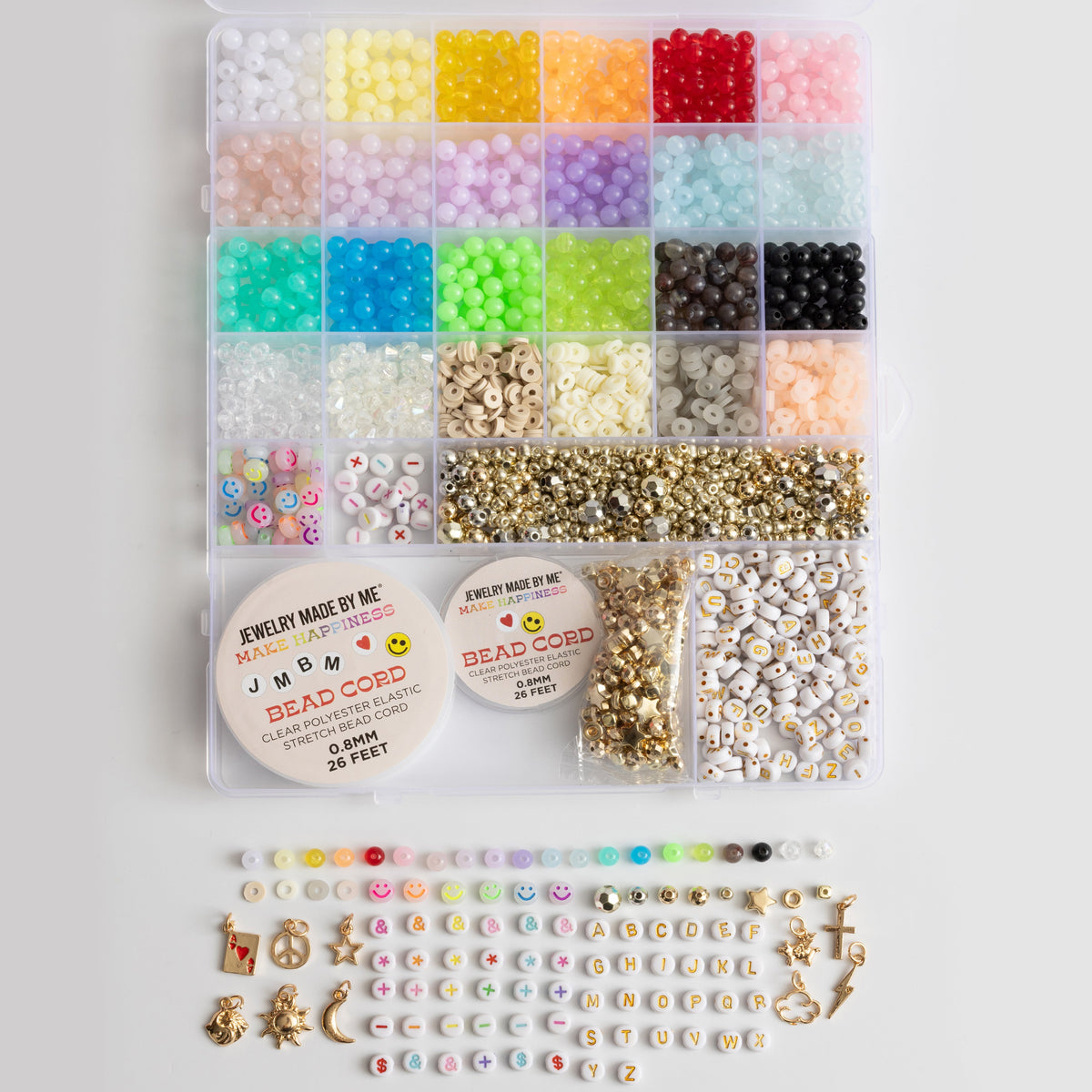 Super Mega Large Letter Bead Rainbow and Gold Charms DIY Kit