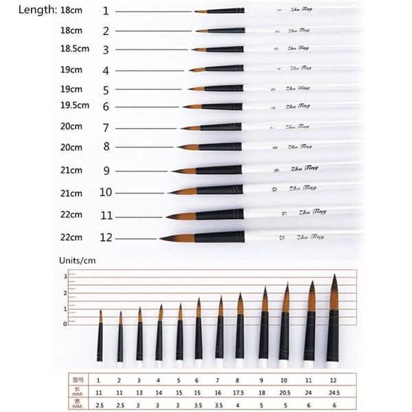 12-Piece Artist Watercolor Paint Brush Set for Creative Painting