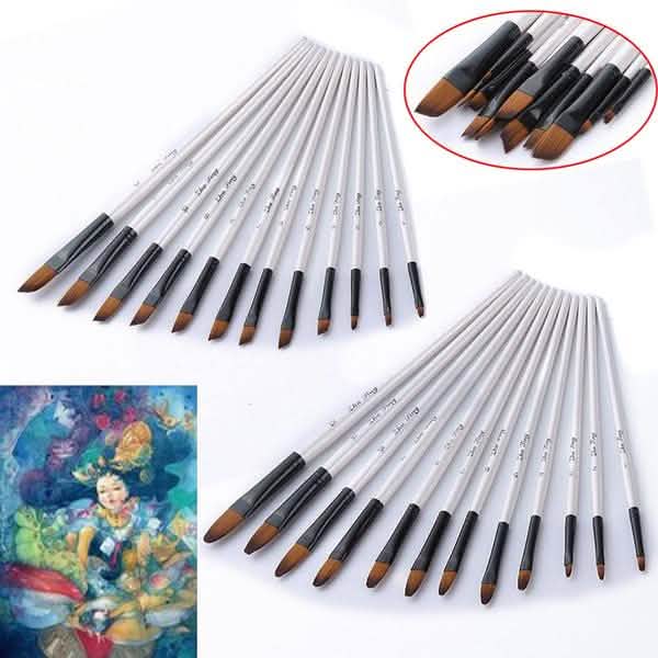 12-Piece Artist Watercolor Paint Brush Set for Creative Painting