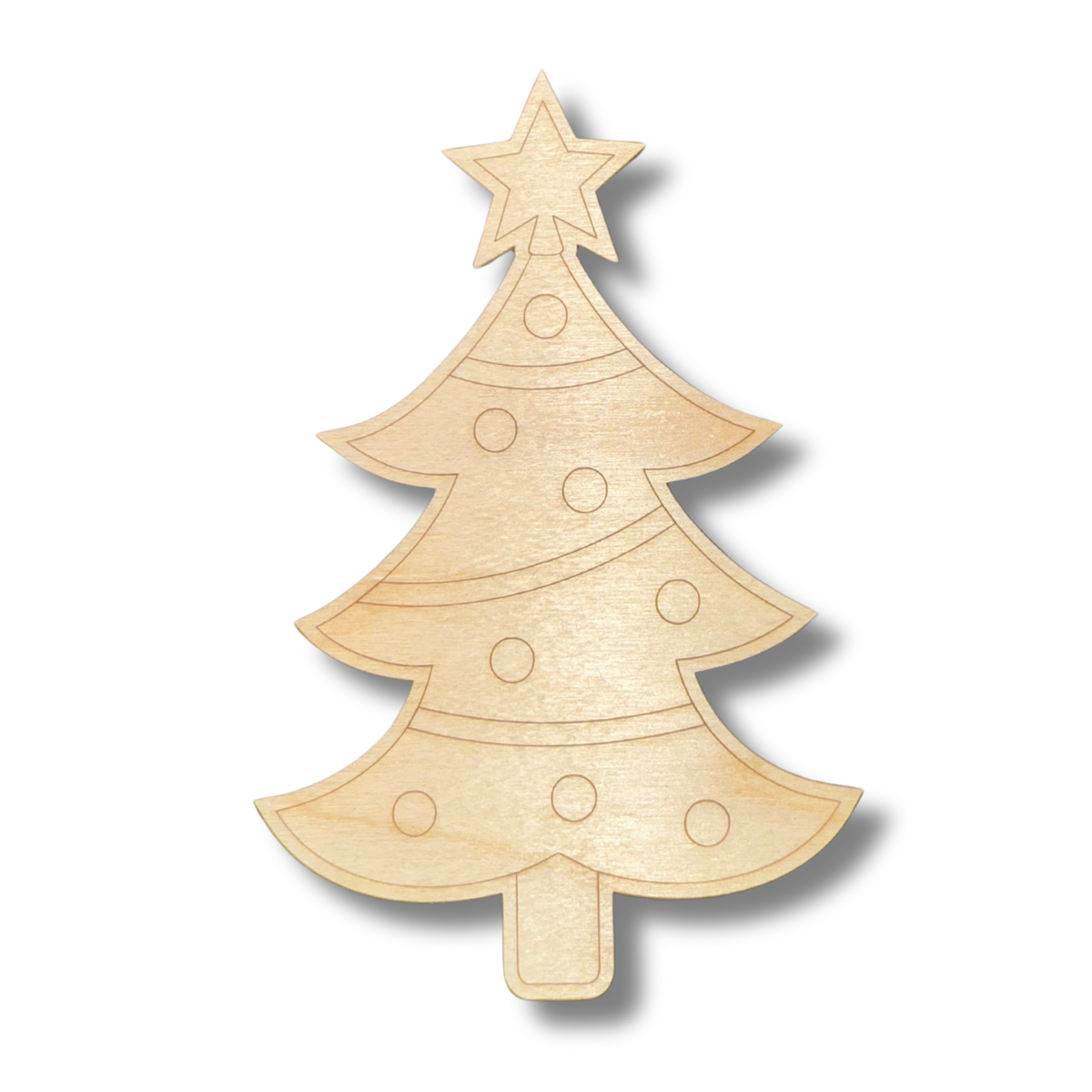 Unfinished Wood Etched Christmas Tree Shape | Paint By Line Crafts | up to 30