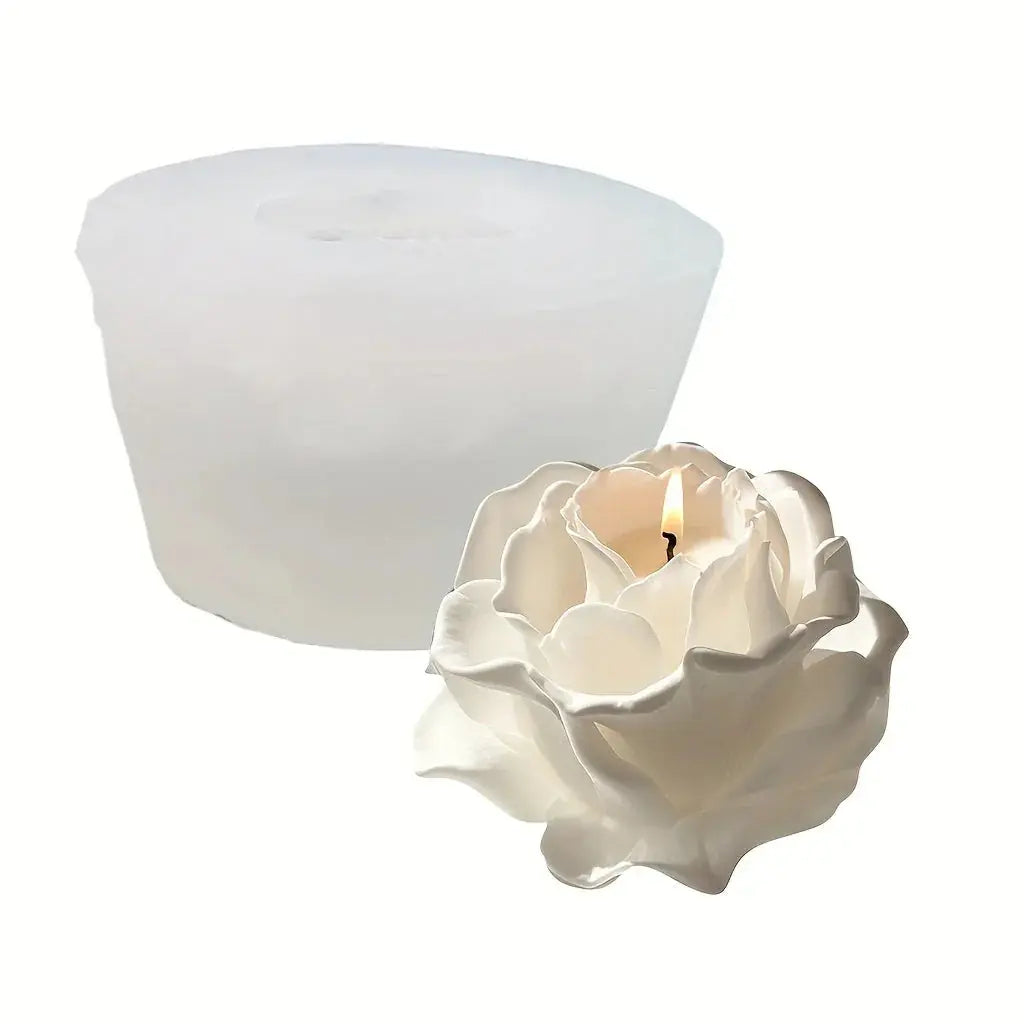 1pc 3D Elegant Rose Silicone Mold - Reusable Flexible DIY Candle, Resin Art, Handmade Soap & Clay Making, Exquisite Petal Design, Home Decor, Valentine'S Day Gift, Floral Shape, for Craft Enthusiasts