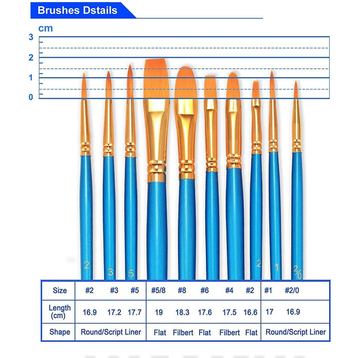 2-Pack  Paint Brush Set with Ten Sizes