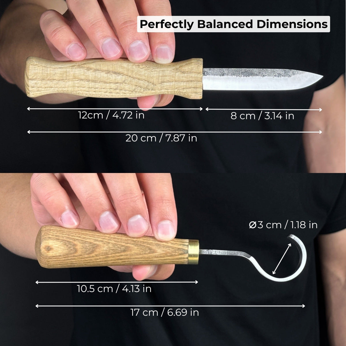 2-Piece Spoon Carving Knife Set with Leather Sheaths