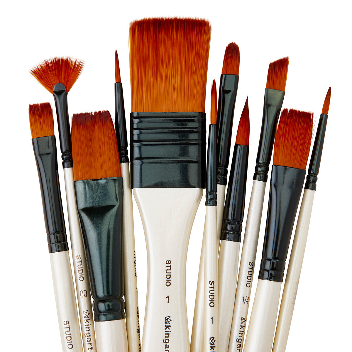 Studio Gold Nylon Paint Brush Set with Storage Case