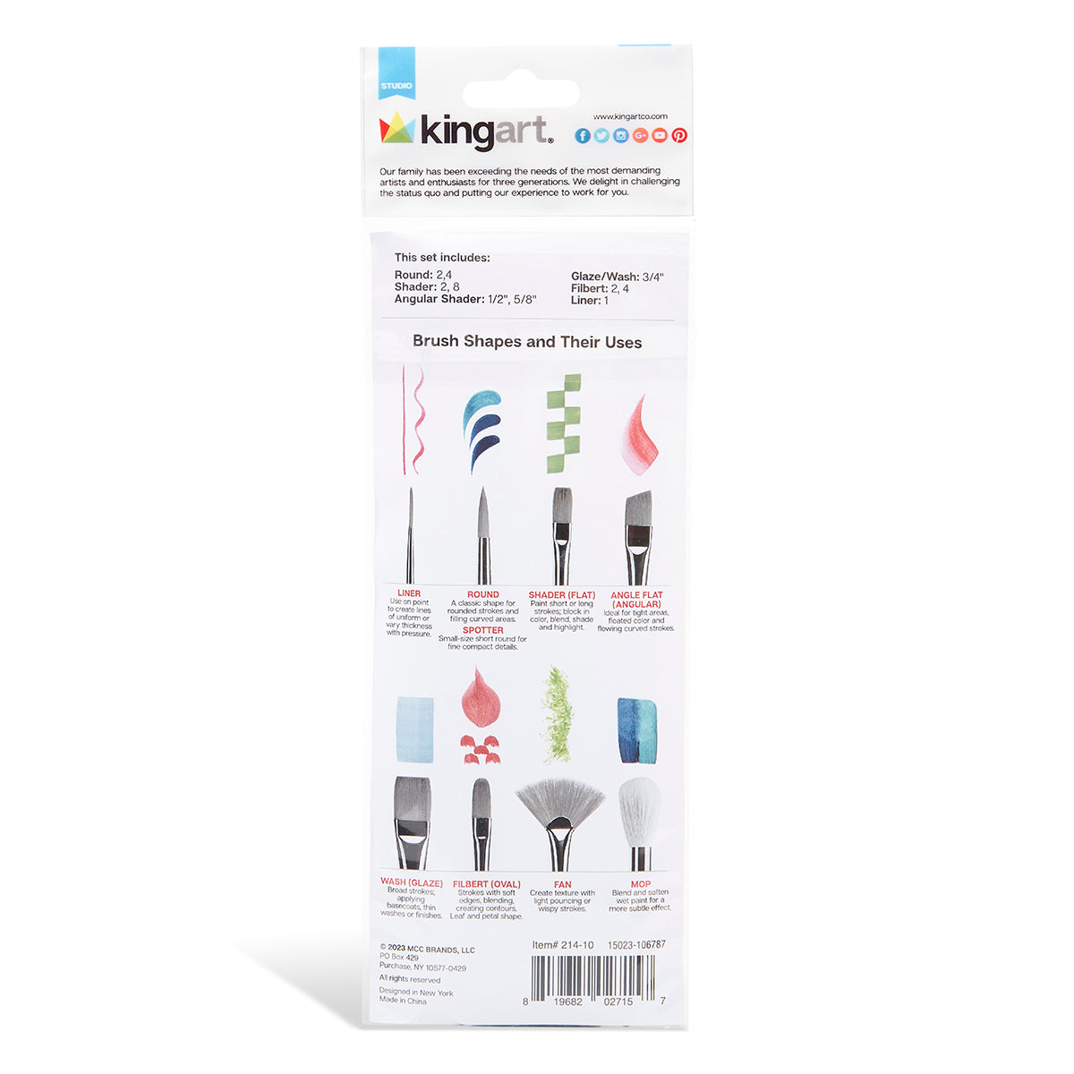 Studio Mixed Media White Nylon Paint Brush Set 10pc