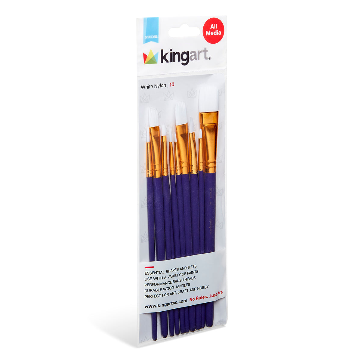 Studio Mixed Media White Nylon Paint Brush Set 10pc
