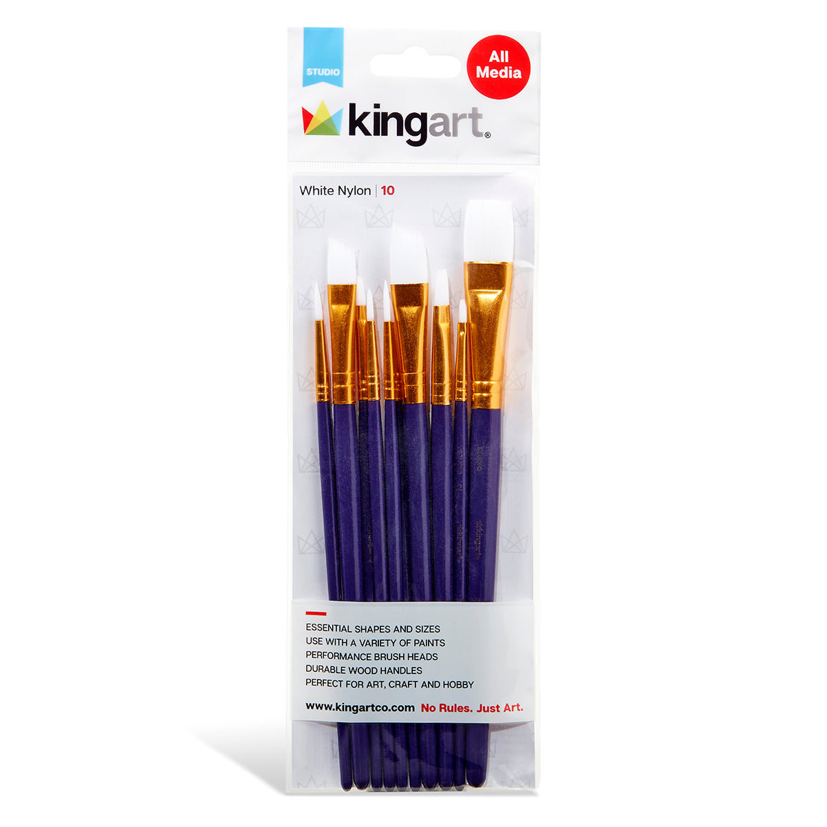 Studio Mixed Media White Nylon Paint Brush Set 10pc