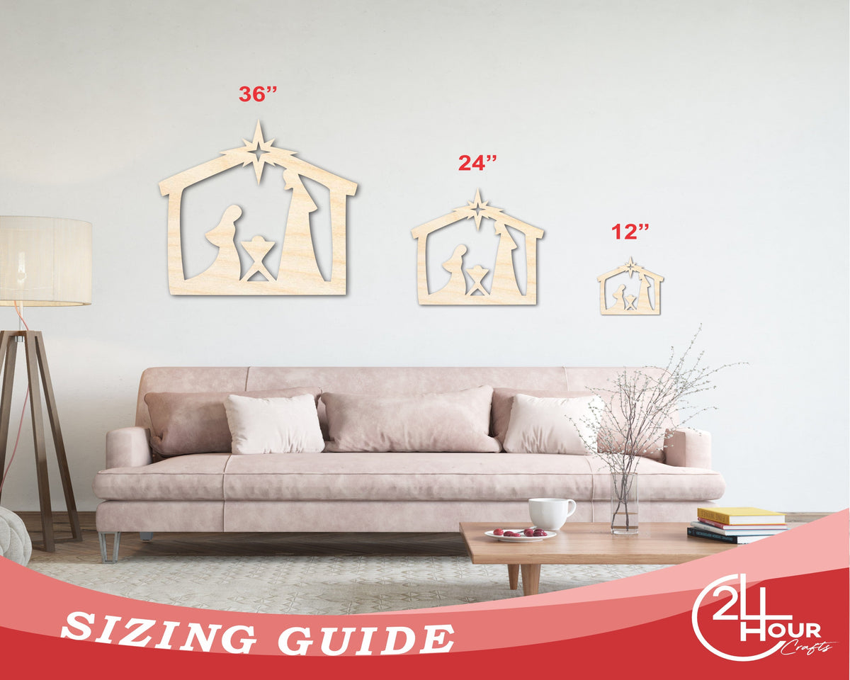 Unfinished Wood Nativity Scene Silhouette | DIY Christmas Craft Cutout | up to 46" DIY