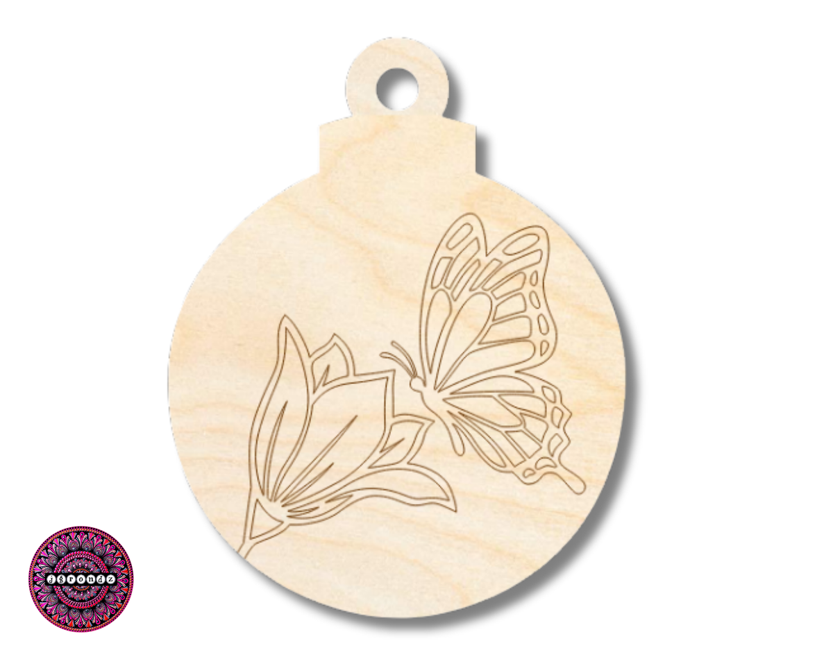 Unfinished Wood Etched Butterfly Flower Ornament Shape | JGrondz | Paint By Line Crafts | up to 30