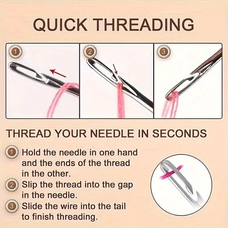 30-Piece Self-Threading Sewing Needles Wooden Storage Tube Set