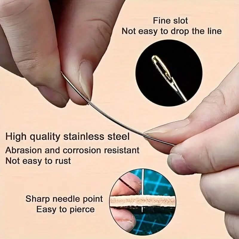30-Piece Self-Threading Sewing Needles Wooden Storage Tube Set