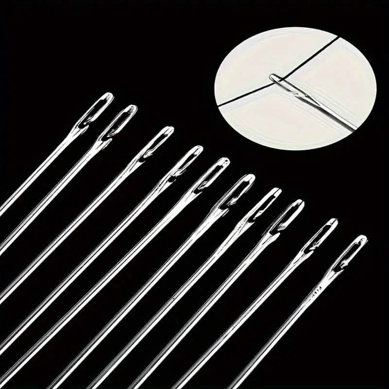 30-Piece Self-Threading Sewing Needles Wooden Storage Tube Set