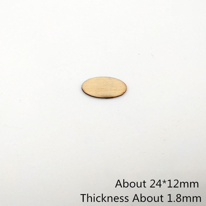 100-Piece Natural Wooden Elliptic Craft Chips Embellishment Set DIY