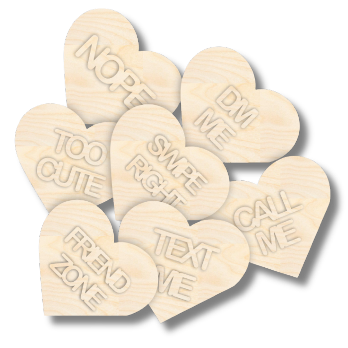 NEW Unfinished Wood Layered Conversation Heart Shelf Sitter | 6
