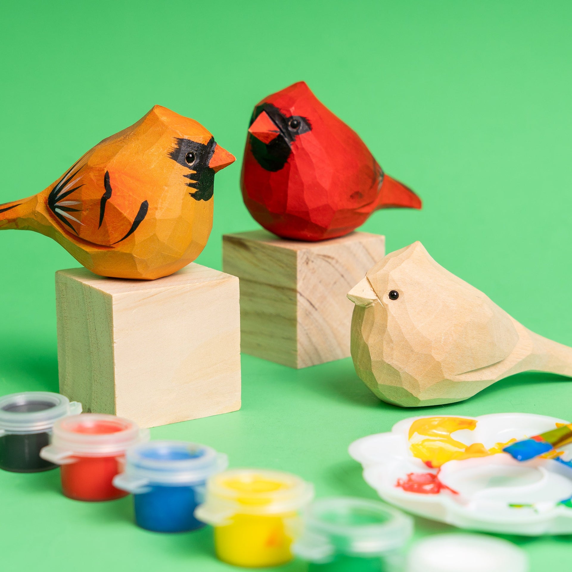 Hand-Carved Cardinal Bird DIY Painting Kit Home Decor Gift