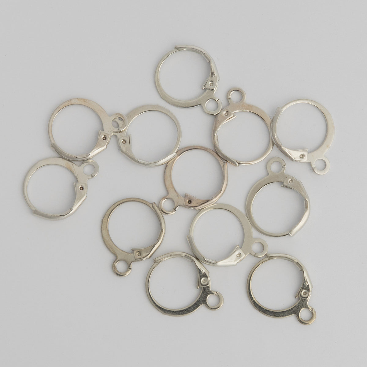 12mm Small Hinged Silver Huggie Hoops Findings 12 Pack