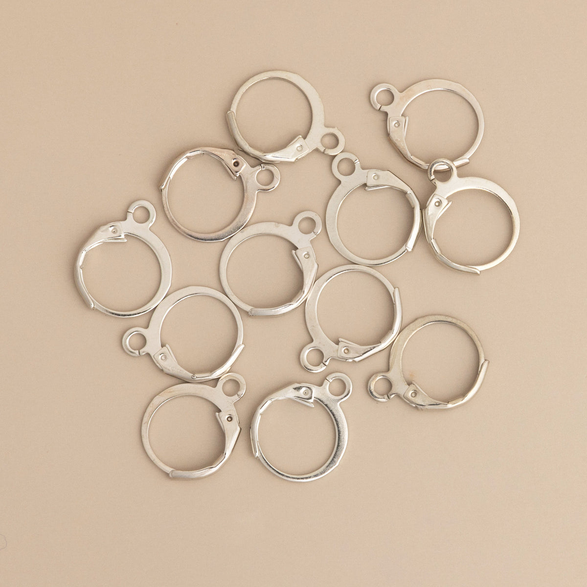 12mm Small Hinged Silver Huggie Hoops Findings 12 Pack