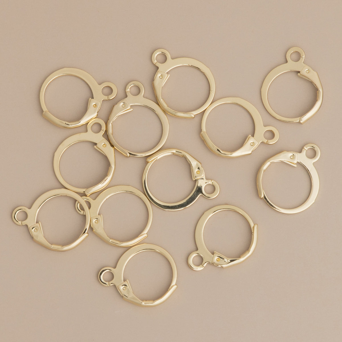 Gold Huggie Hoops 12mm Hinged  Earring Findings