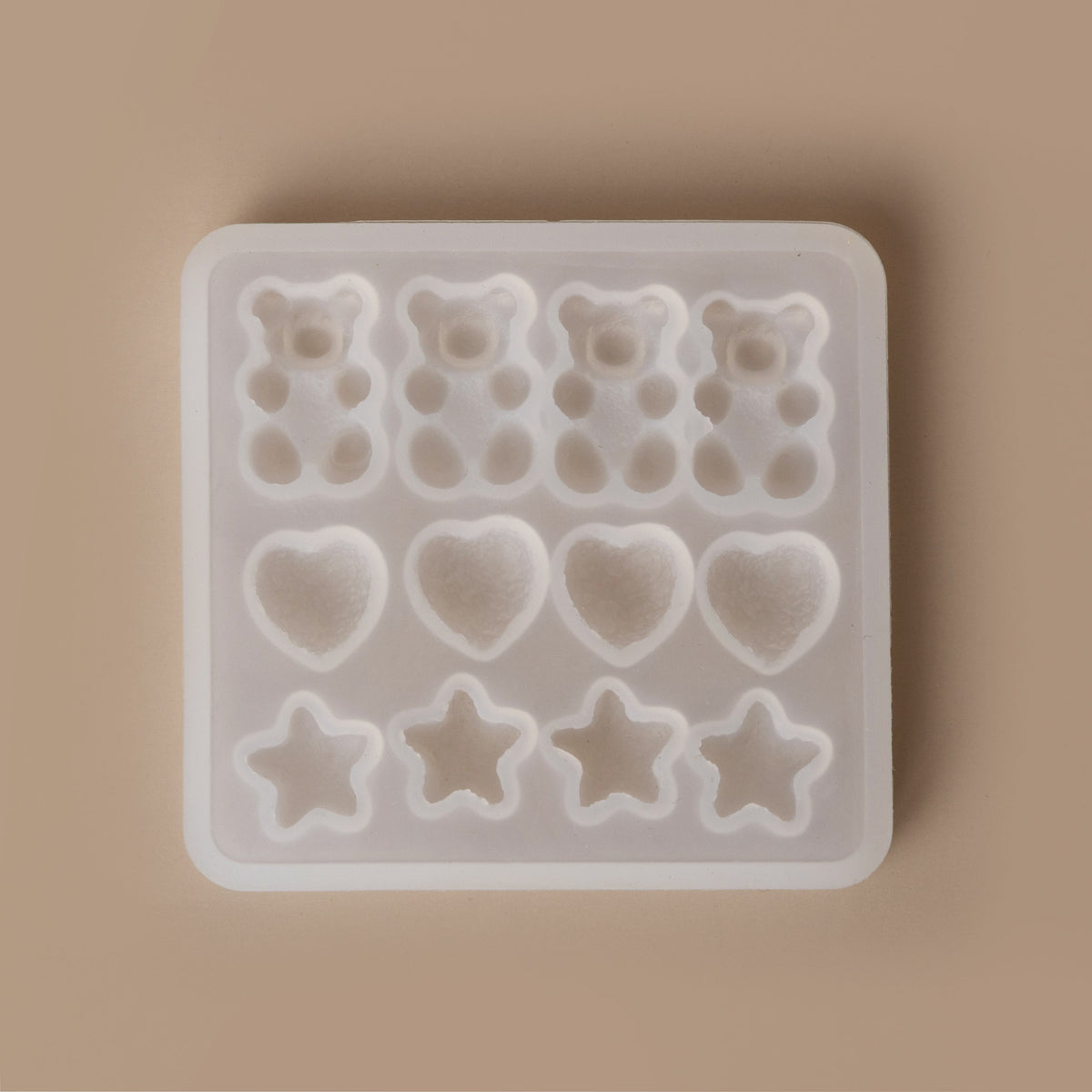 Resin Craft Sugared Texture Gummy Bears Hearts and Stars Clear Silicone Mold