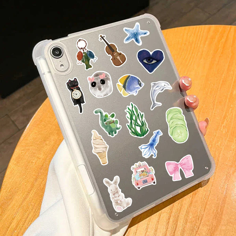 Cartoon Watercolor Aesthetic Stickers for DIY Decoration Set