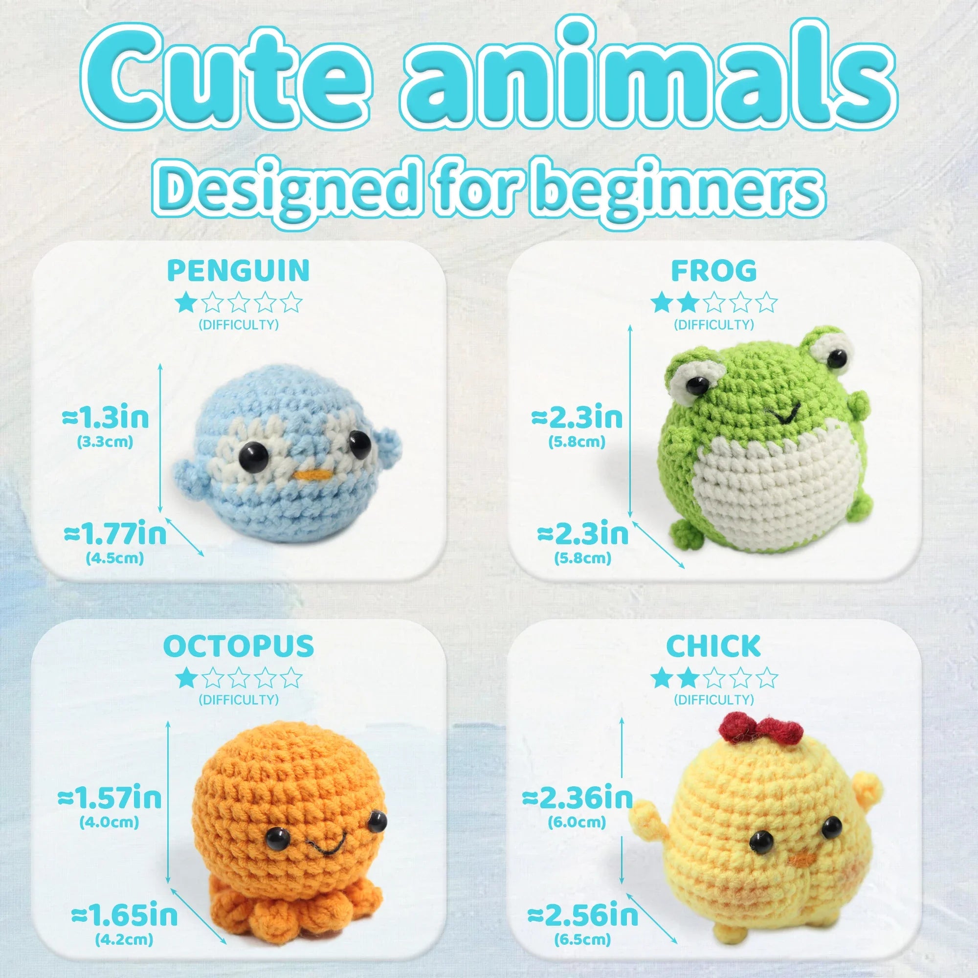 Animal Series Beginner Crochet Kit with Step-by-Step Guide