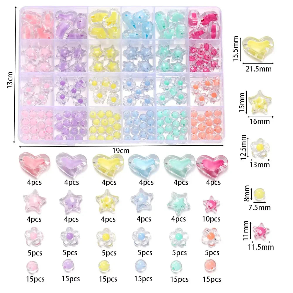 174PCS Acrylic Beads Kit for Bracelet Jewelry Making Crafts