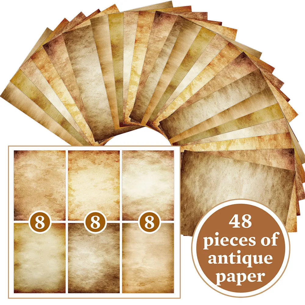 48-Sheet Vintage Scrapbook Paper A4 Retro Collage Craft Set