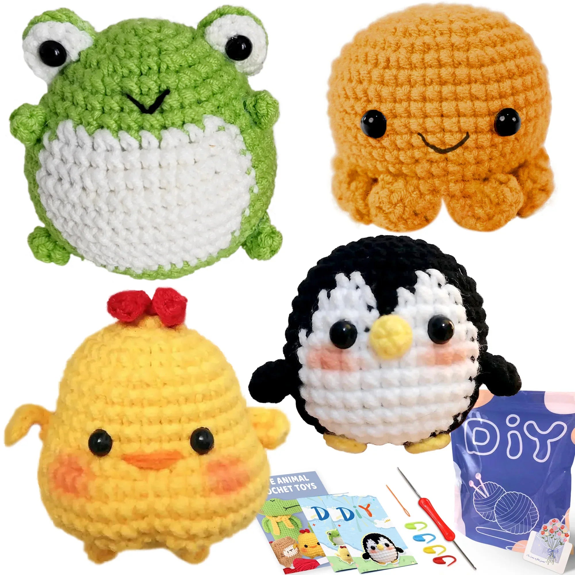 Animal Series Beginner Crochet Kit with Step-by-Step Guide
