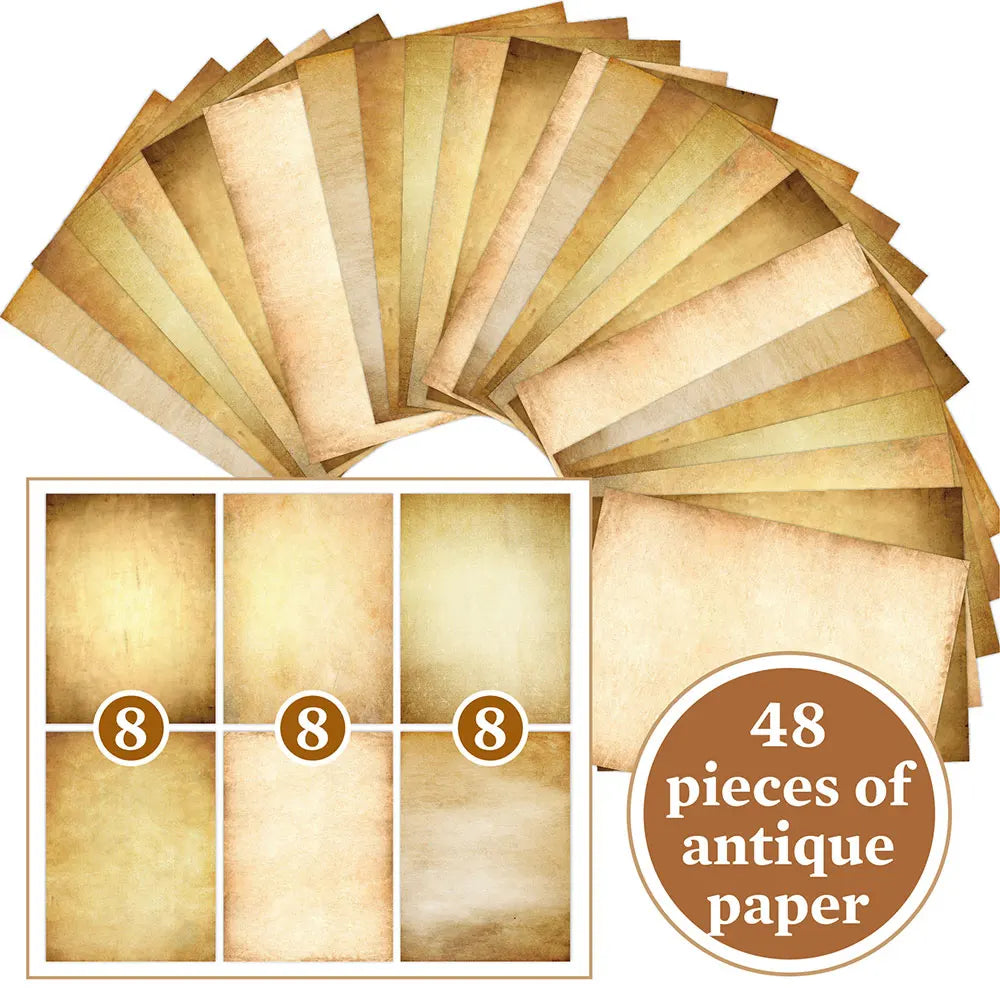 48-Sheet Vintage Scrapbook Paper A4 Retro Collage Craft Set