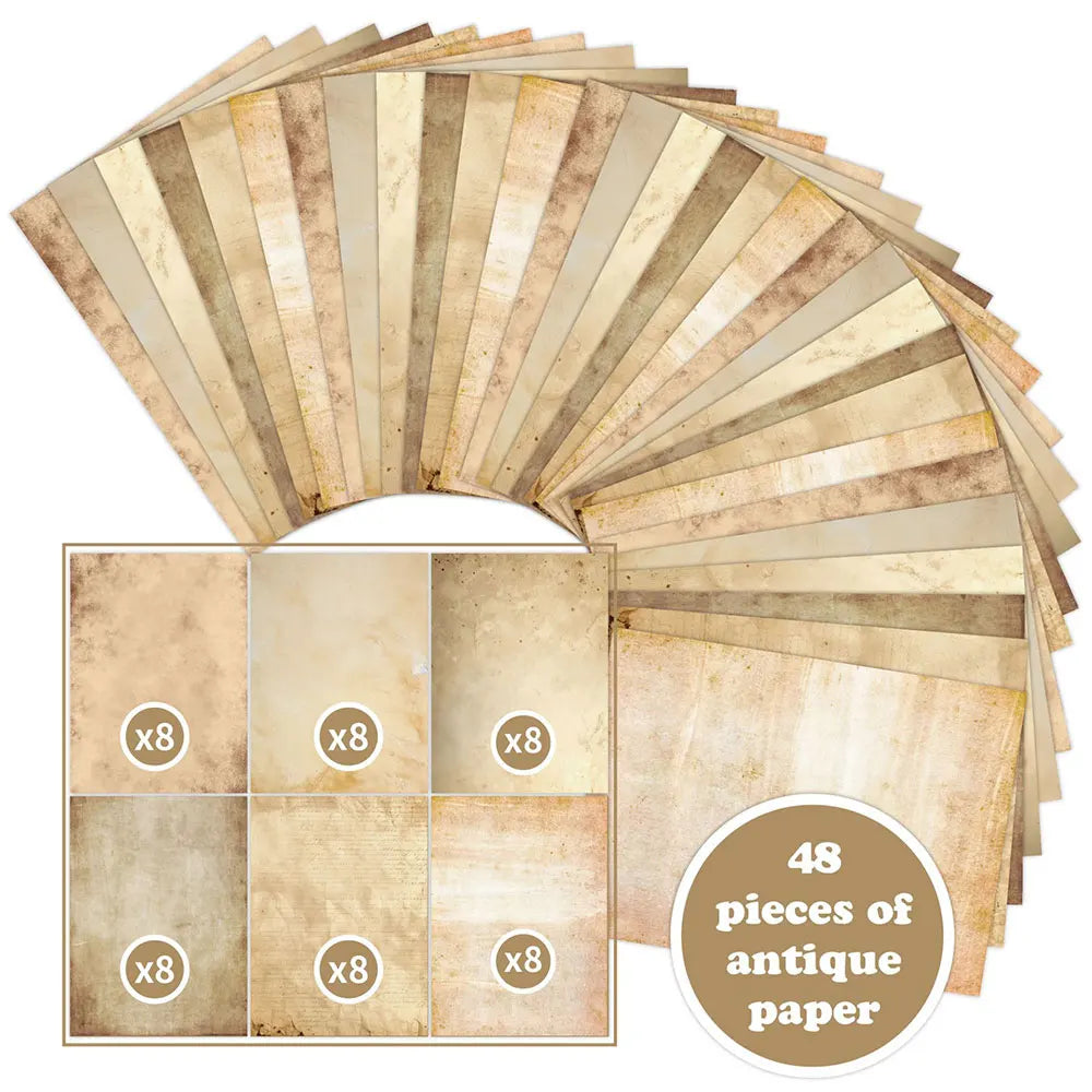 48-Sheet Vintage Scrapbook Paper A4 Retro Collage Craft Set
