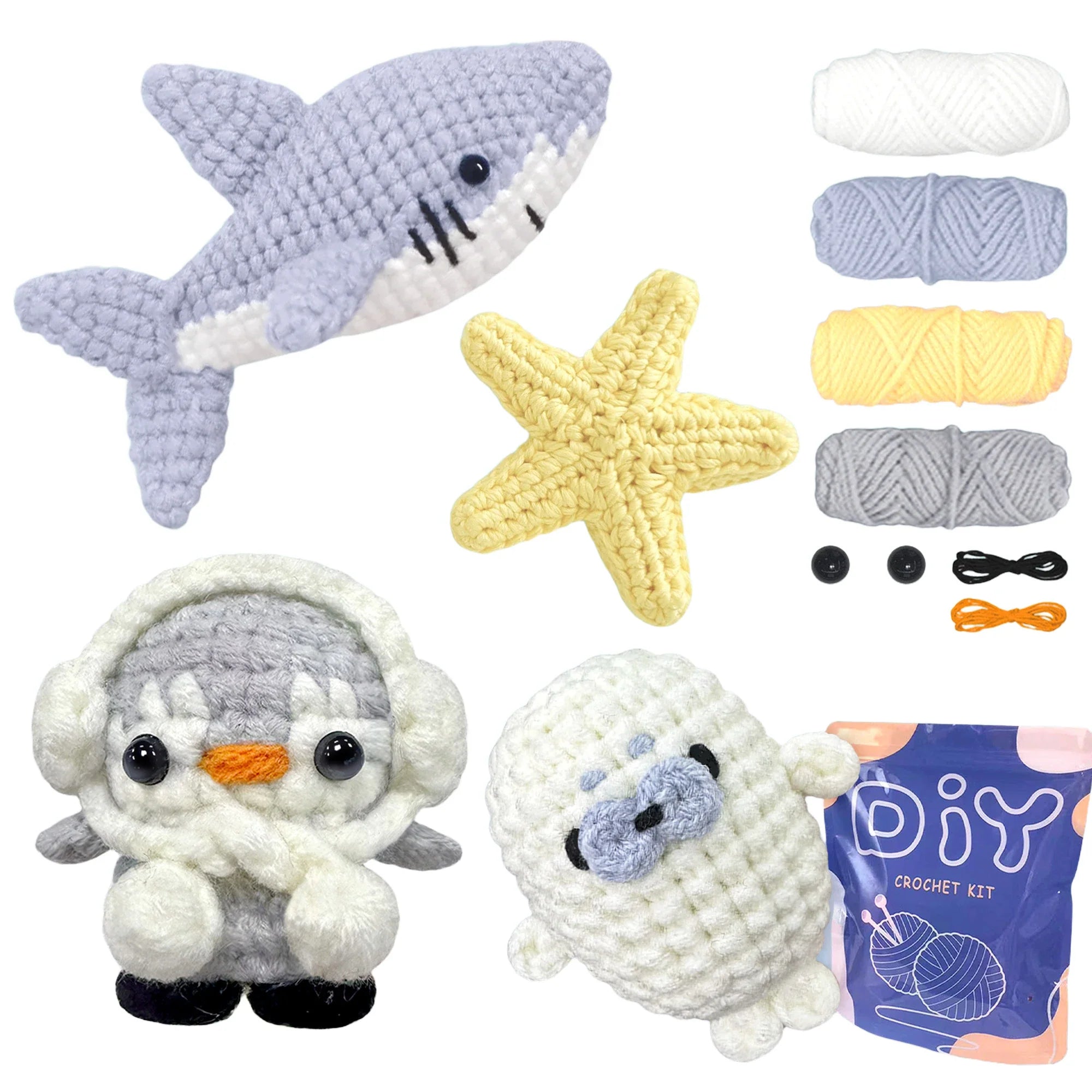 Animal Series Beginner Crochet Kit with Step-by-Step Guide