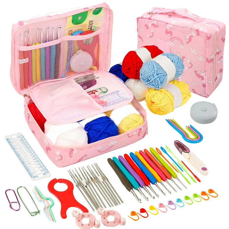 Beginner Crochet Kit Portable Hooks Yarn Craft Set