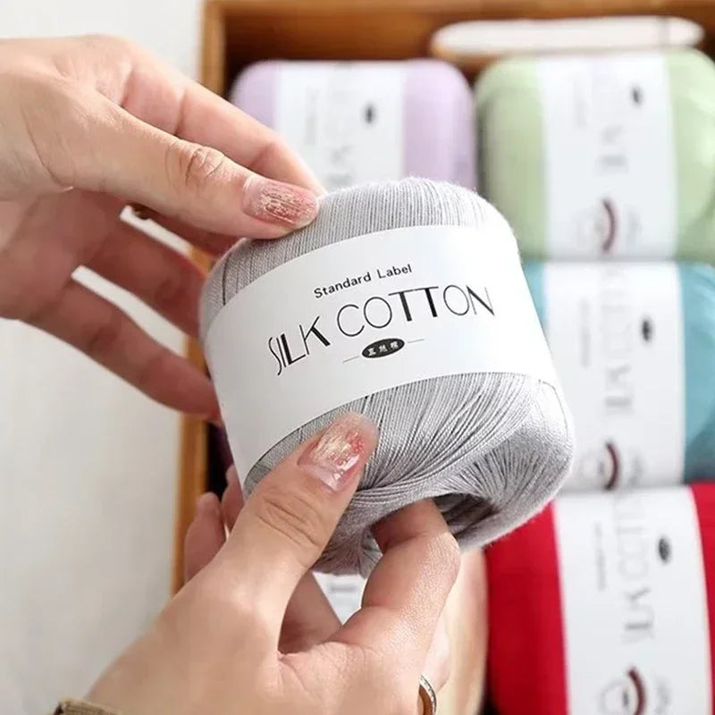 Soft Silk Cotton Milk Crochet Yarn 50g Hand Knitting