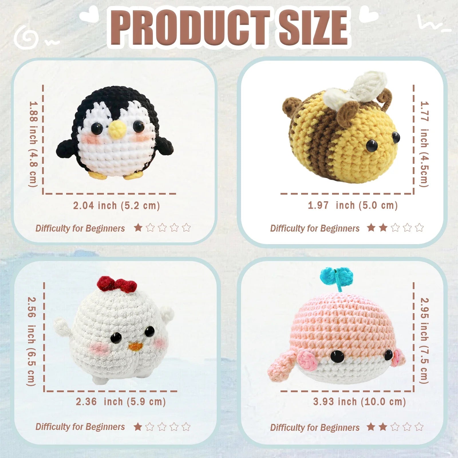 Animal Series Beginner Crochet Kit with Step-by-Step Guide