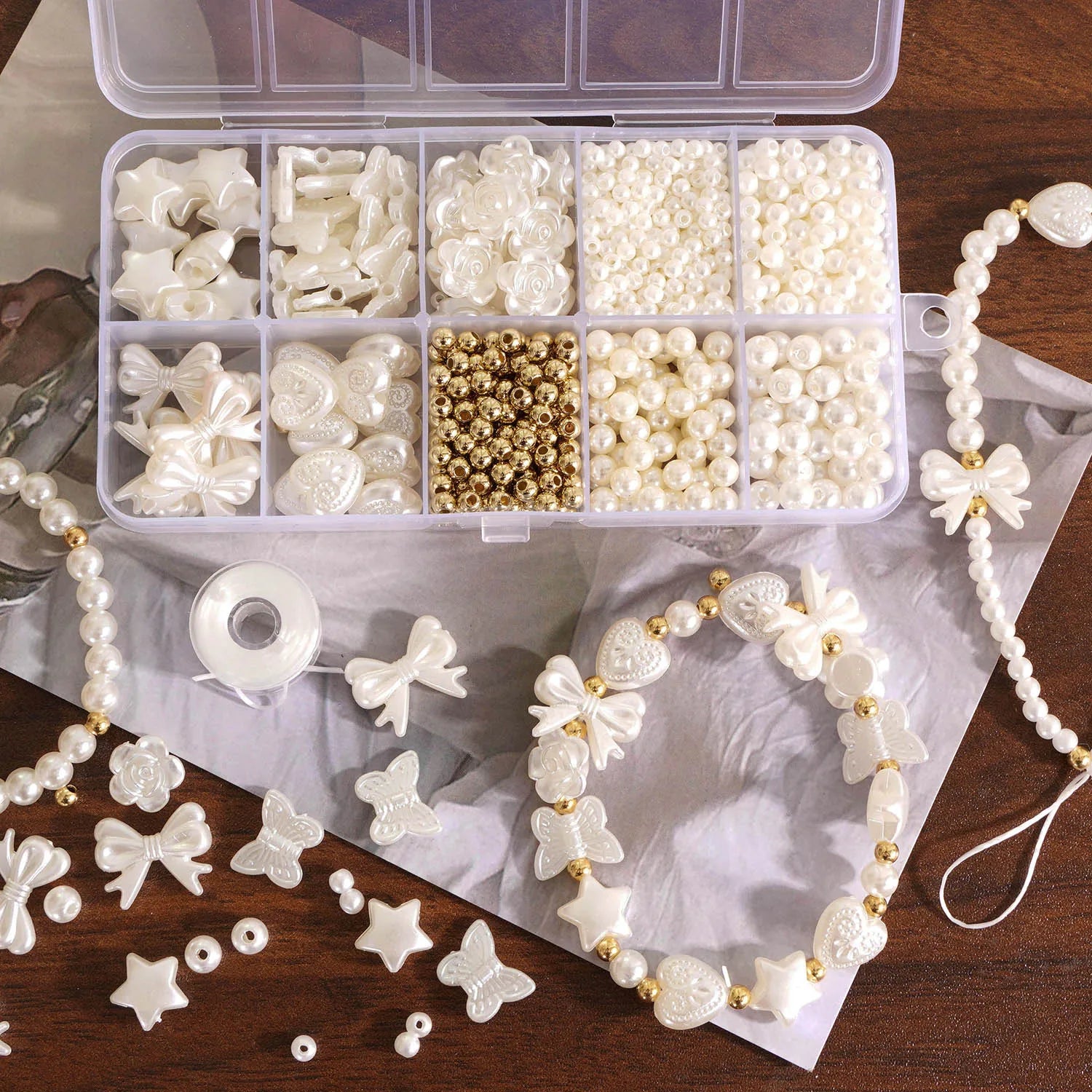 800PCS Faux Pearl Beading Kit for DIY Jewelry Making
