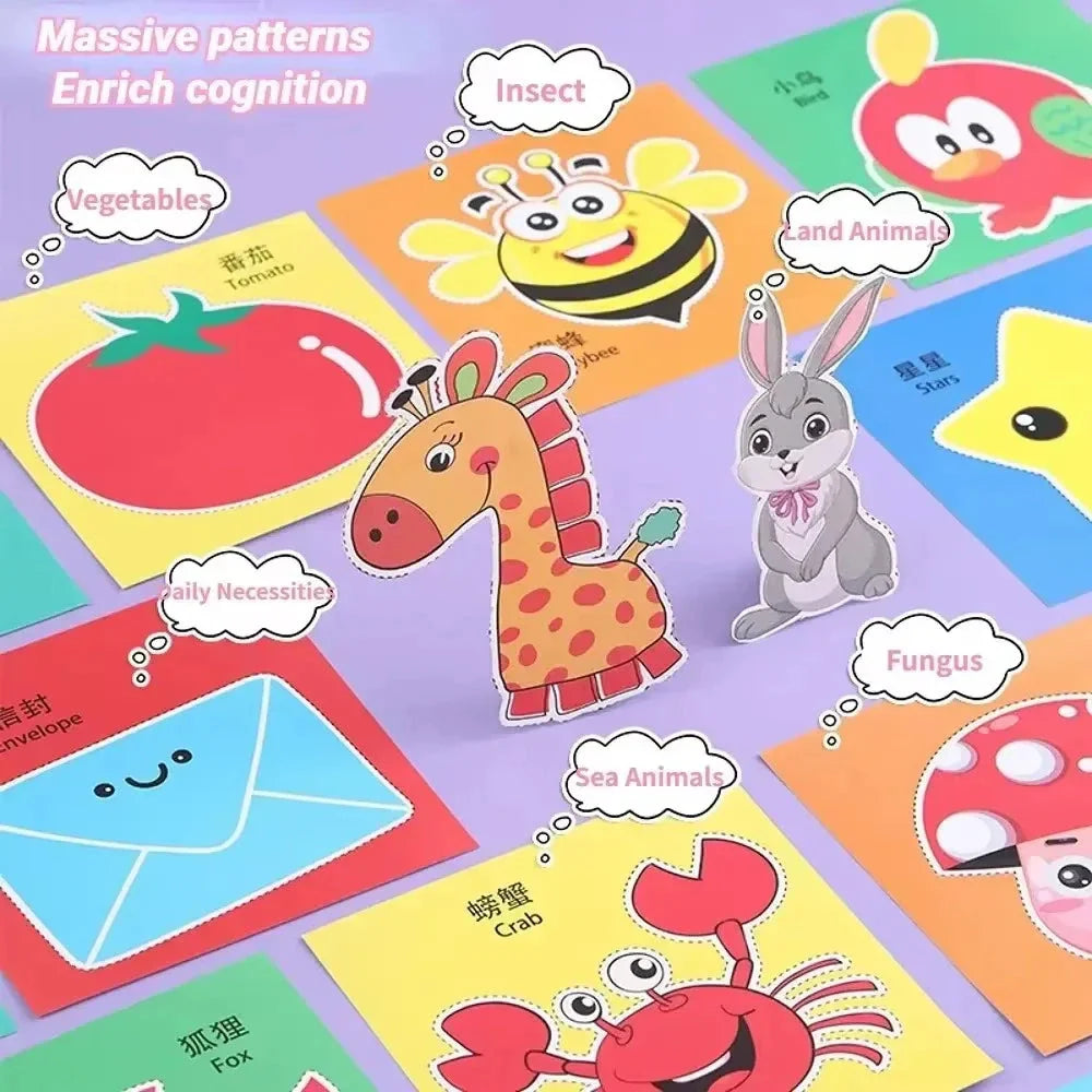 48Pcs Kids DIY Craft Paper Cut Scrapbook Activity Book