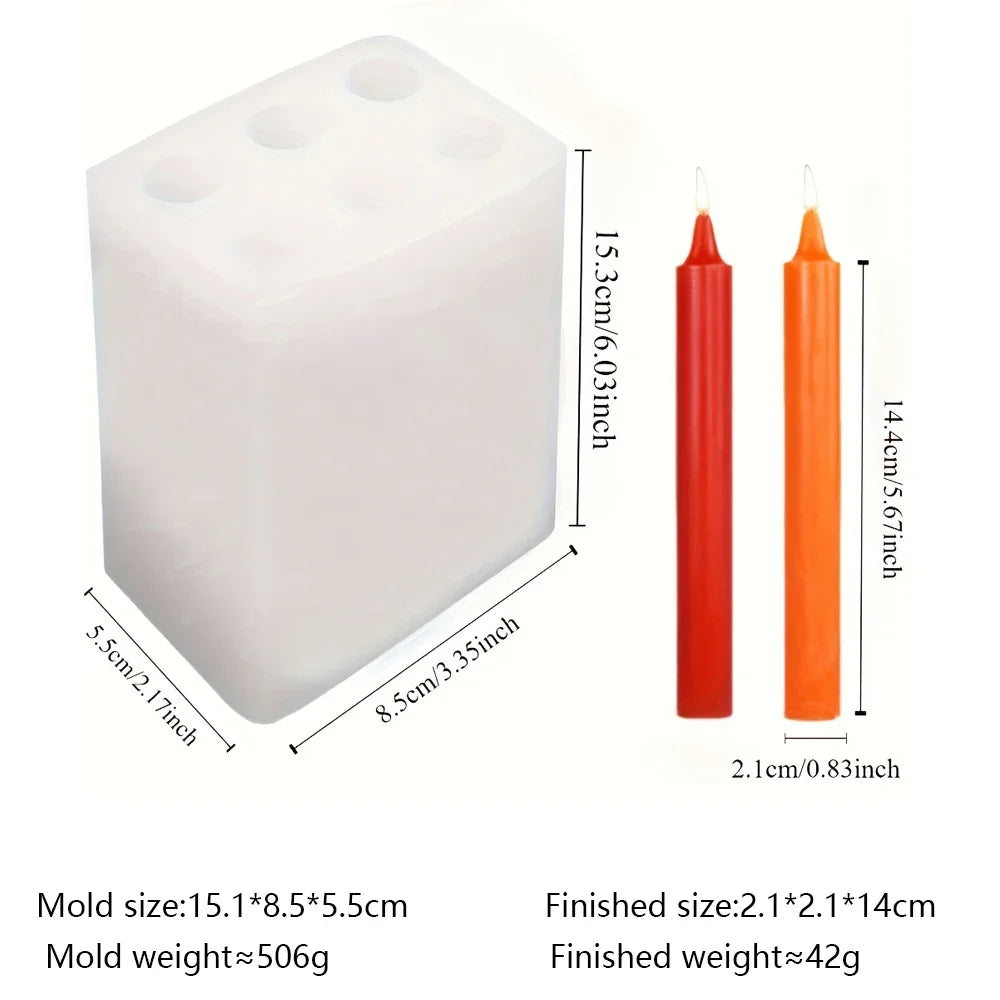 6 Cavity Candle Silicone Mold DIY Wax Mold Multi Candle Making Supplies Home Decor Craft Gift Making