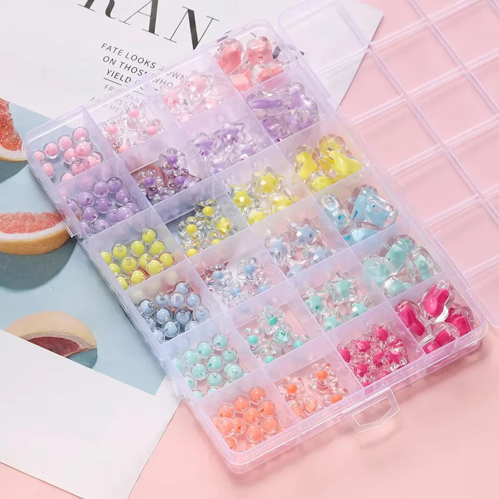 174PCS Acrylic Beads Kit for Bracelet Jewelry Making Crafts