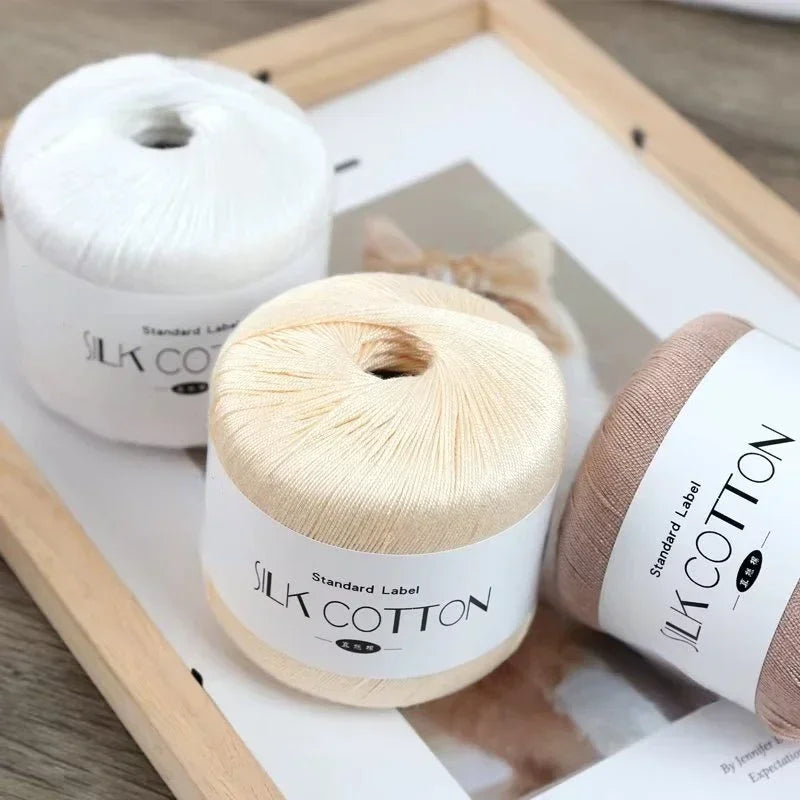 Soft Silk Cotton Milk Crochet Yarn 50g Hand Knitting