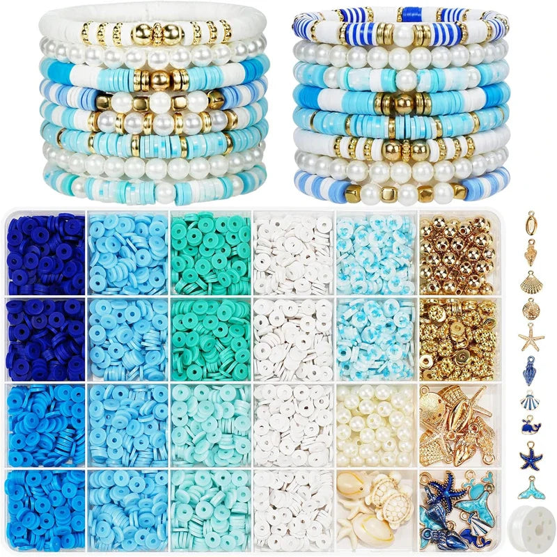 Ocean Summer Clay Beads Friendship Bracelet Making Kit DIY