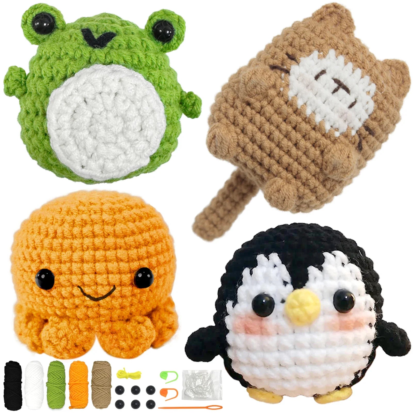 Animal Series Beginner Crochet Kit with Step-by-Step Guide