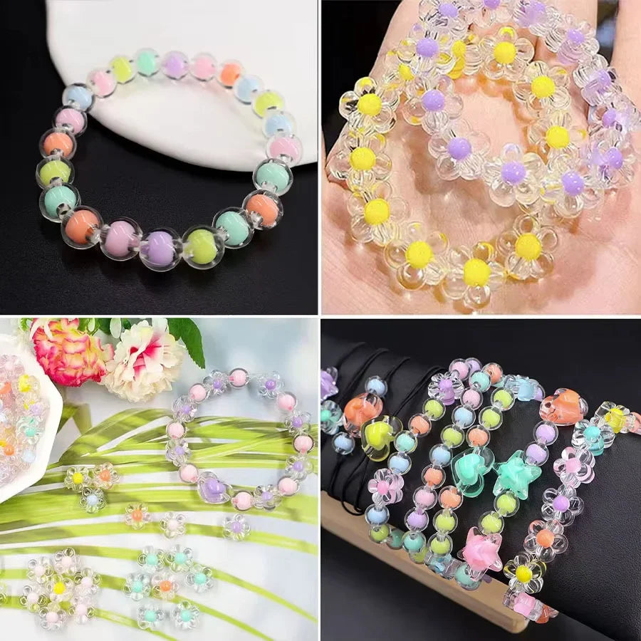 174PCS Acrylic Beads Kit for Bracelet Jewelry Making Crafts