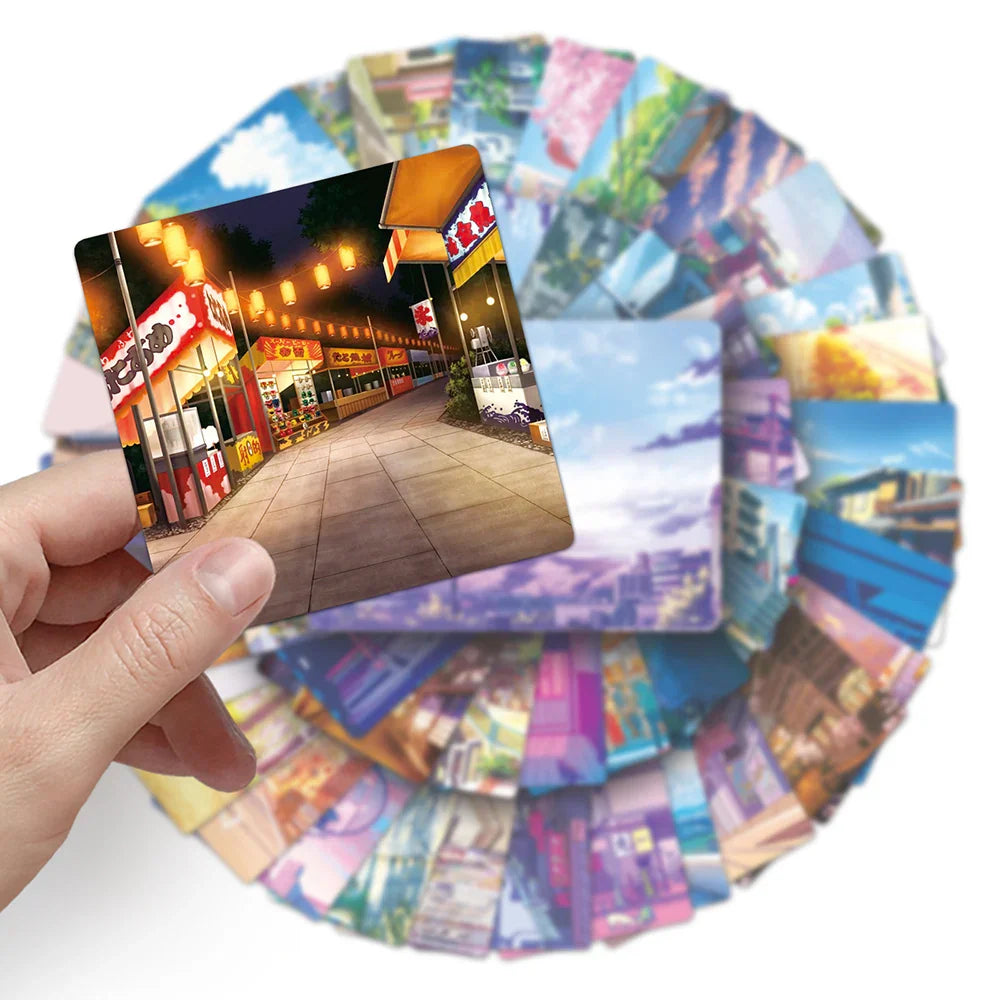 Anime Cartoon Landscape Waterproof Aesthetic Sticker Pack Assorted Designs