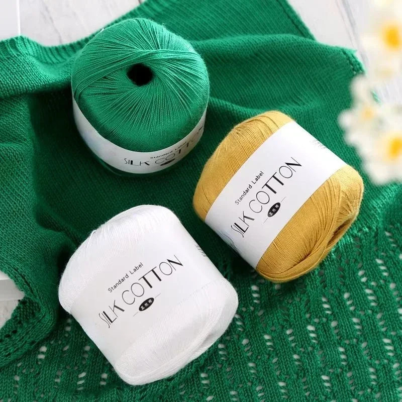 Soft Silk Cotton Milk Crochet Yarn 50g Hand Knitting
