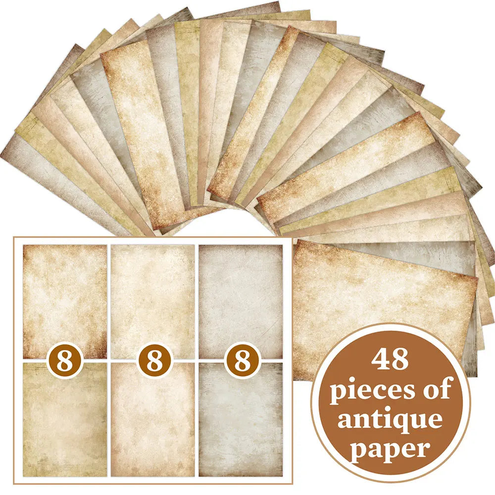 48-Sheet Vintage Scrapbook Paper A4 Retro Collage Craft Set