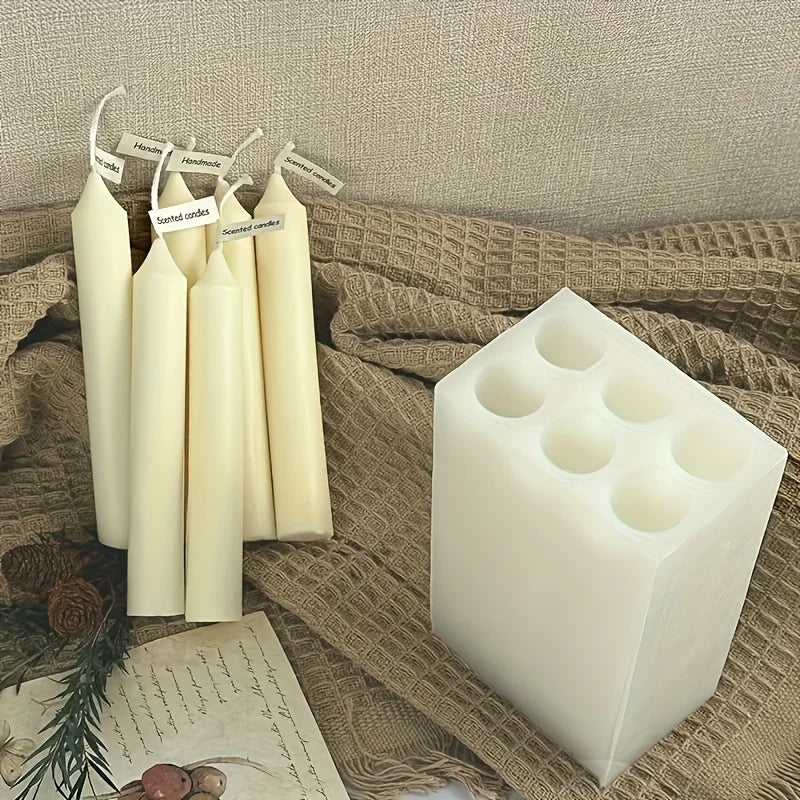 6 Cavity Candle Silicone Mold DIY Wax Mold Multi Candle Making Supplies Home Decor Craft Gift Making