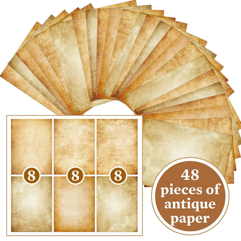 48-Sheet Vintage Scrapbook Paper A4 Retro Collage Craft Set