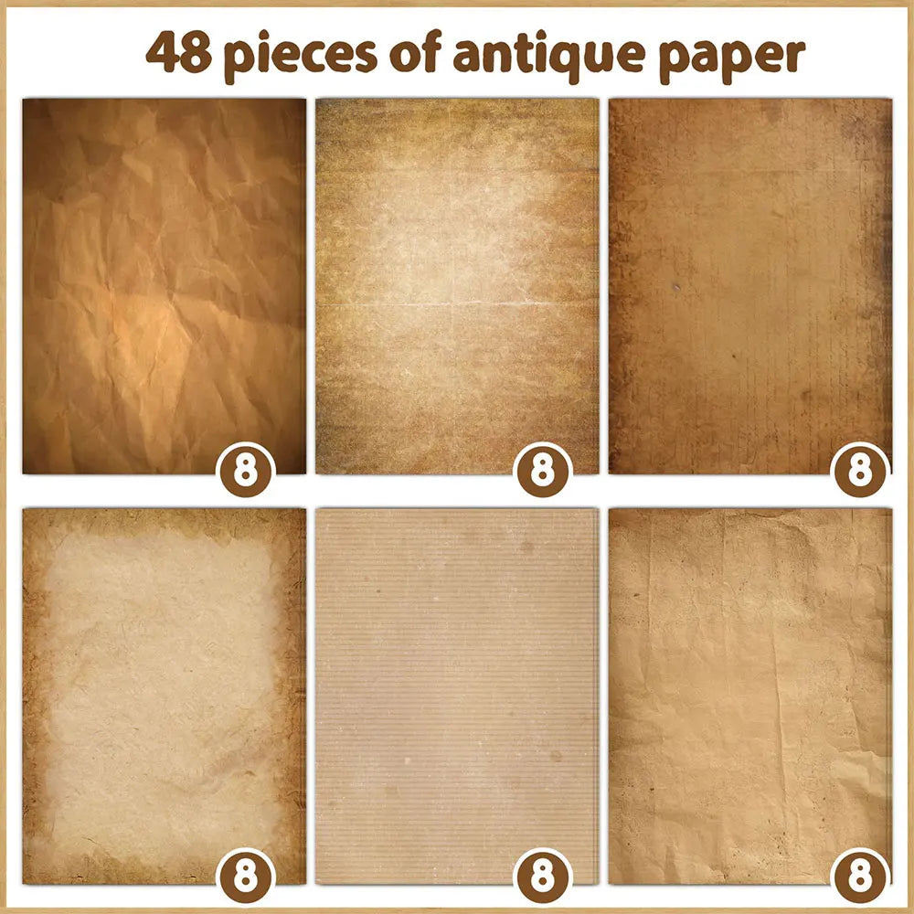 48-Sheet Vintage Scrapbook Paper A4 Retro Collage Craft Set